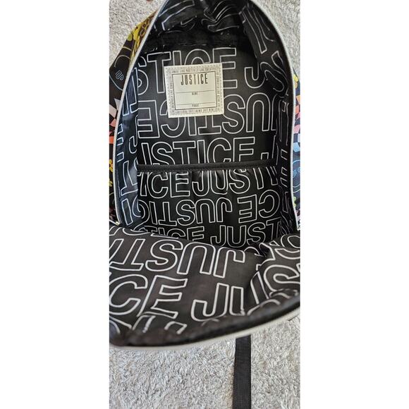 Justice Backpack EST.2004 Rainbow Peace Good Vibes Daisy Keychain Glitter Smiley - Picture 6 of 6